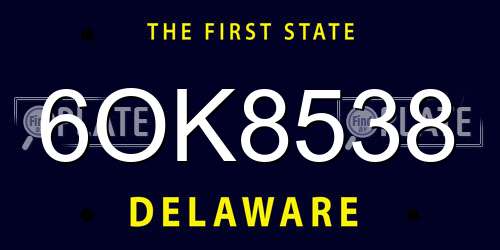 6OK8538 Delaware License Plate