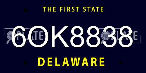 6OK8838 Delaware License Plate