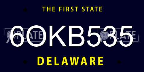 6OKB535 Delaware License Plate