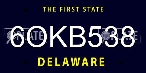 6OKB538 Delaware License Plate