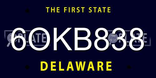 6OKB838 Delaware License Plate