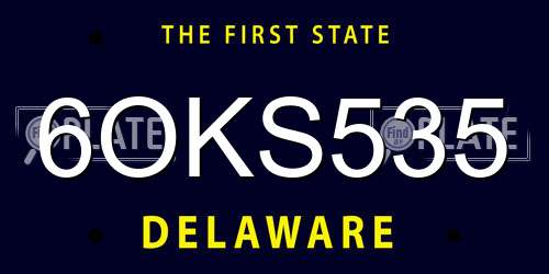 6OKS535 Delaware License Plate