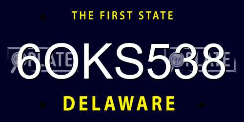 6OKS538 Delaware License Plate
