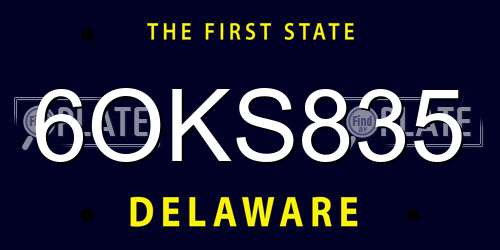 6OKS835 Delaware License Plate