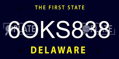 6OKS838 Delaware License Plate