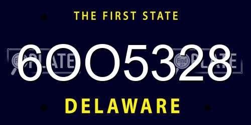 6OO5328 Delaware License Plate
