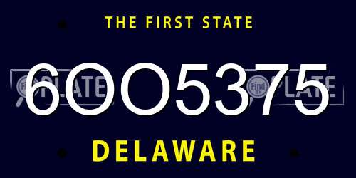 6OO5375 Delaware License Plate