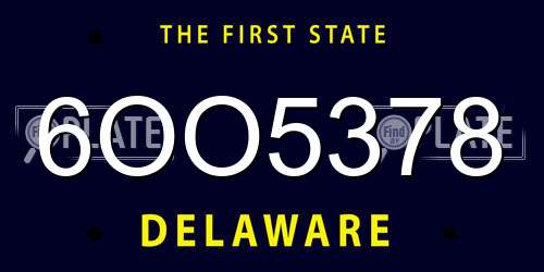 6OO5378 Delaware License Plate