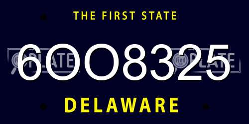6OO8325 Delaware License Plate
