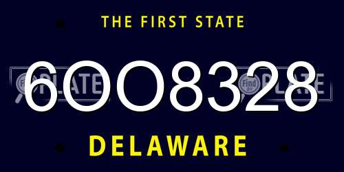 6OO8328 Delaware License Plate