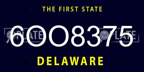 6OO8375 Delaware License Plate