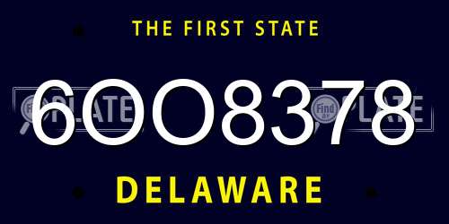 6OO8378 Delaware License Plate