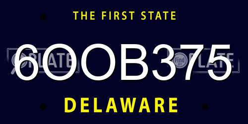 6OOB375 Delaware License Plate