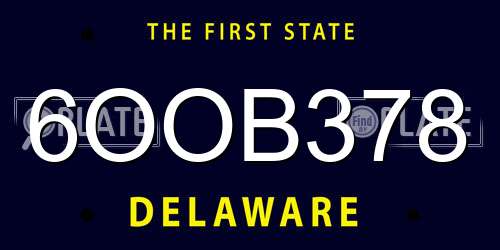 6OOB378 Delaware License Plate