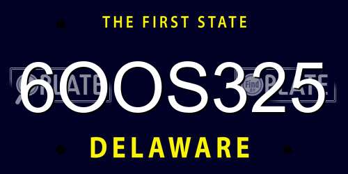 6OOS325 Delaware License Plate