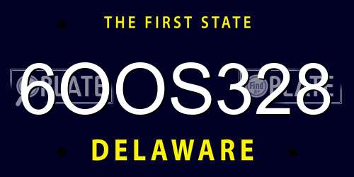 6OOS328 Delaware License Plate