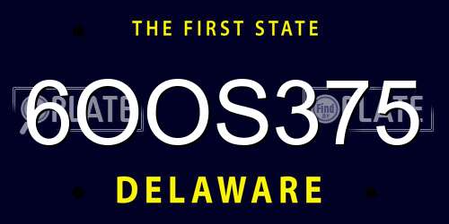 6OOS375 Delaware License Plate