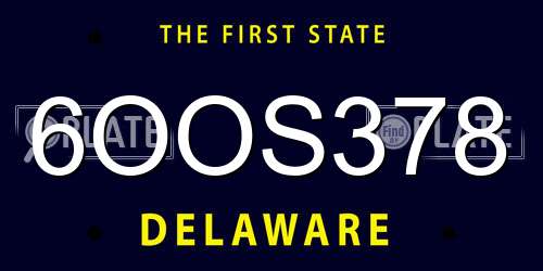 6OOS378 Delaware License Plate