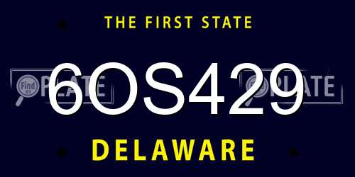 6OS429 Delaware License Plate