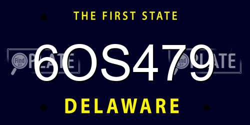 6OS479 Delaware License Plate
