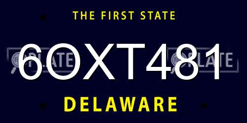 6OXT481 Delaware License Plate