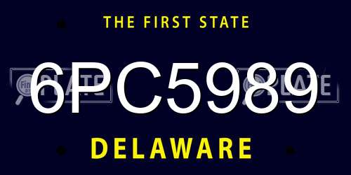 6PC5989 Delaware License Plate