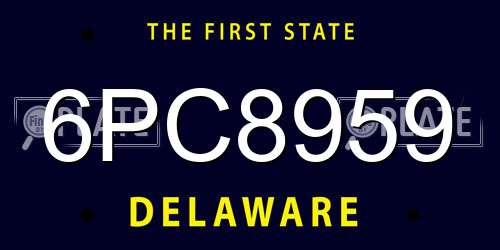 6PC8959 Delaware License Plate