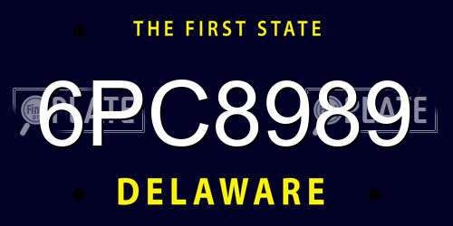 6PC8989 Delaware License Plate