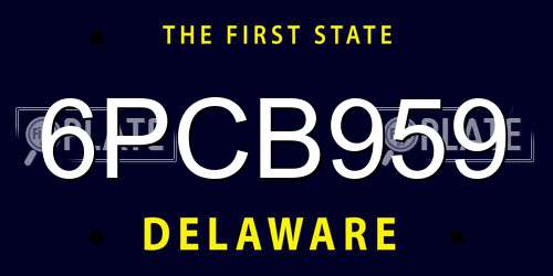 6PCB959 Delaware License Plate