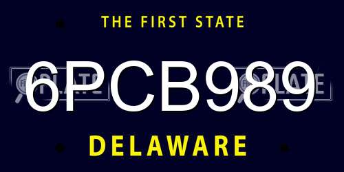 6PCB989 Delaware License Plate