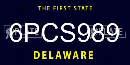 6PCS989 Delaware License Plate