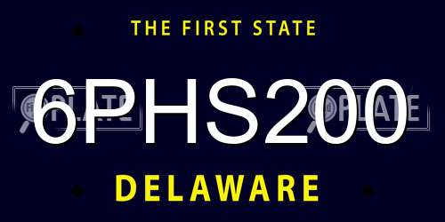6PHS200 Delaware License Plate