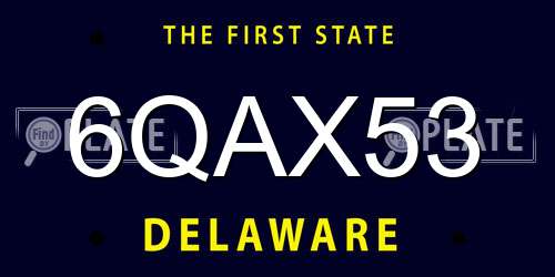 6QAX53 Delaware License Plate