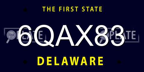 6QAX83 Delaware License Plate