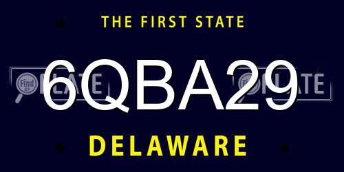 6QBA29 Delaware License Plate