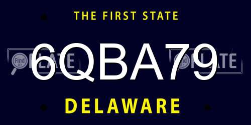 6QBA79 Delaware License Plate