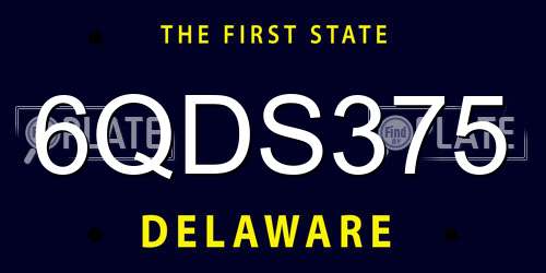 6QDS375 Delaware License Plate