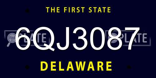6QJ3087 Delaware License Plate