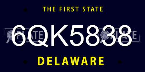 6QK5838 Delaware License Plate