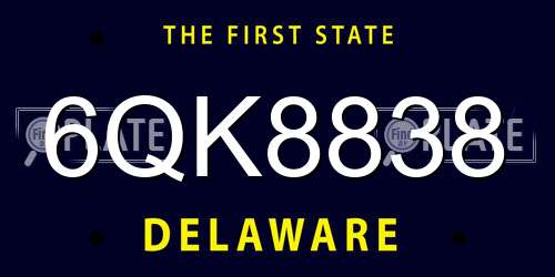 6QK8838 Delaware License Plate