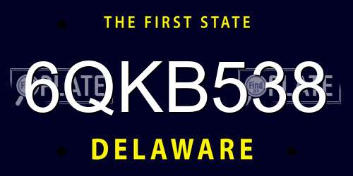 6QKB538 Delaware License Plate