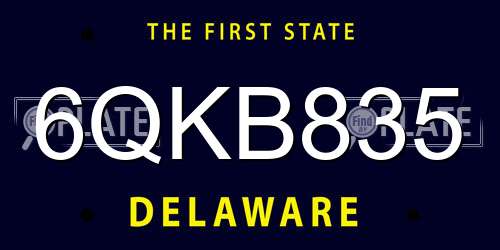 6QKB835 Delaware License Plate