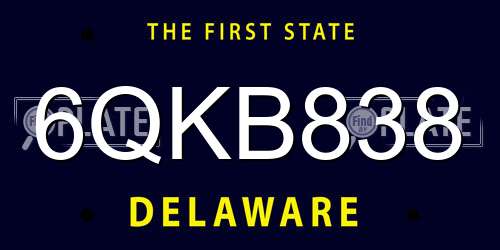 6QKB838 Delaware License Plate