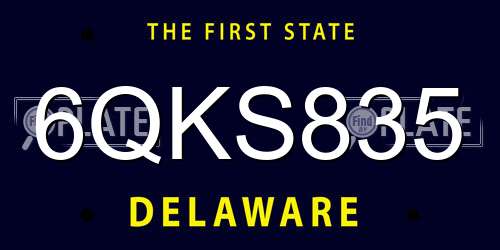 6QKS835 Delaware License Plate