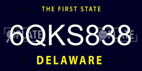 6QKS838 Delaware License Plate