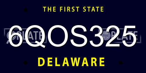 6QOS325 Delaware License Plate