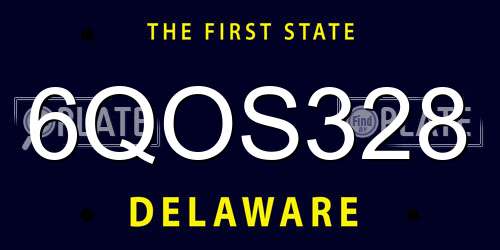 6QOS328 Delaware License Plate