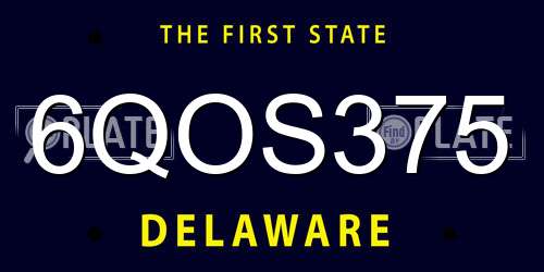 6QOS375 Delaware License Plate
