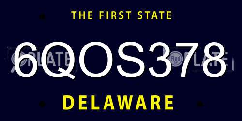 6QOS378 Delaware License Plate