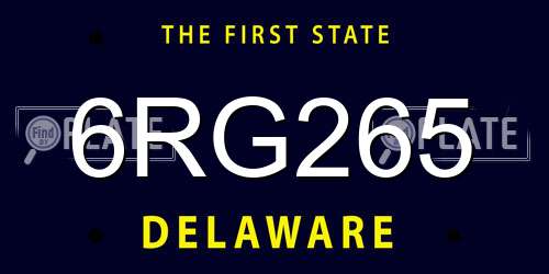 6RG265 Delaware License Plate